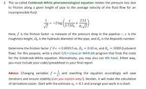 Colebrook White Phenomenological Equation