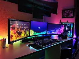 There are many types of desk lamps that can give you sufficient lighting while being gentle on. Who Doesn T Want To Have Such A Cool Computer Desk Gaming Desk Led Lights Video Game Room Design Led Lights