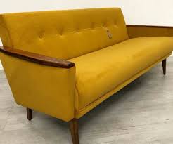 50s 60s 3 Seat Lounge Sofa Saffron