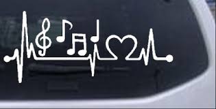 Music Notes Heartbeat Lifeline Monitor Love Car or Truck Window Decal  Sticker - Rad Dezigns