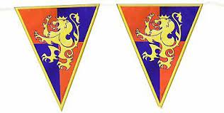 MEDIEVAL CASTLE PARTY Knights Shield Plastic Pennant Flag Banner Decoration  12ft - £4.65 | PicClick UK