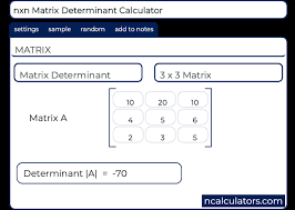 Nxn Matrix Determinant Calculator