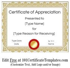 Get the latest free printable fill in certificates here on our website. Free Printable Certificate Of Appreciation Template Customize Online