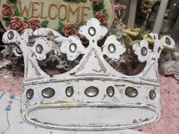 White Crown Wall Decor Distressed