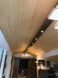 living room beam with recessed led