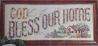 Paragon God Bless Our Home Vintage Stamped Cross Stitch Kit