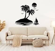 Palm Tree Boat Wall Art Sticker Island