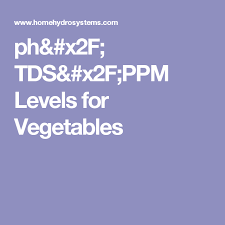 Ph Tds Ppm Levels For Vegetables Home Hydroponics