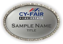 cyfair real estate oval bling silver