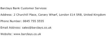 barclays bank customer services address
