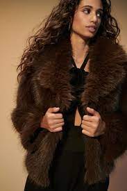 Buy Chocolate Brown Faux Fur Coat From