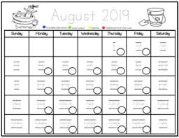 Fill In Yourself Behavior Calendar 2019 2020 Pdf And Editable