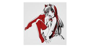 I found the old sketch of mine and decided to finish the job and colour it :3 here's the result. Red Black Sexy Anime Neko Cat Girl Furry Poster Zazzle Com