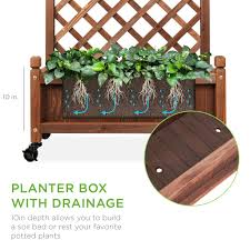 The trellis planter wall can be adapted and customized in a lot of ways. Set Of 2 Wood Planter Box Lattice Trellis W Optional Wheels 48in Best Choice Products