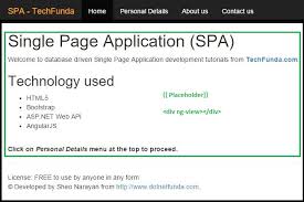 single page application template in