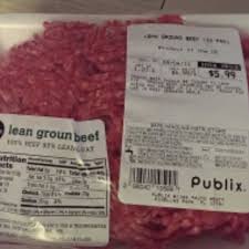 calories in publix lean ground beef 93