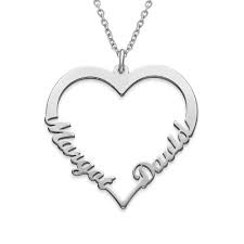 heart necklace silver necklace with names anniversary gift personalized necklace christmas gift for mom gift for women