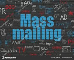 Marketing Concept Mass Mailing On Wall Background Stock Photo