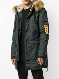 Green Parka Fur Hooded Military Puff