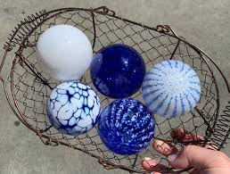 Cobalt Blue And White Floats Set Of 5