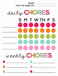 Daily Chore Chart Template Inspirational Weekly Chore Chart