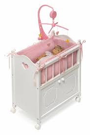 Badger Basket White Doll Crib With Cabinet Bedding And Mobile
