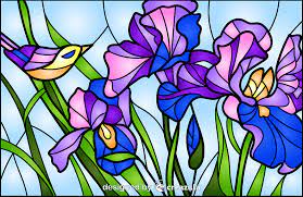 Irises Stained Glass Style Ilration