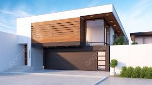 contemporary mansion with garage door