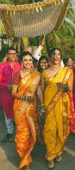 bright yellow silk saree on her wedding