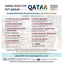 qatar india hiring for pvt group