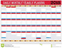 Daily Monthly Yearly 2015 Calendar Planing Chart Stock
