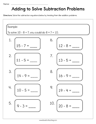 Solve Subtraction Problems Worksheet