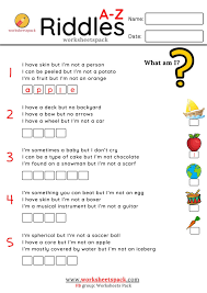 a z riddles for kids worksheetk