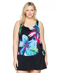 Womens Plus Size Scoop Neck Tankini Dress Swimsuit Multi C61867qy0mq