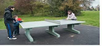 With the dimensions of a ping pong table being 2.74m × 1.52m, and the thickness of the table being 0.05m, this would give you a volume of cca 0.2 m3 of reinforced concrete, which is roughly around 500kg, so good luck lifting that up without a small. Table Tennis Tables For Schools Concrete Sports