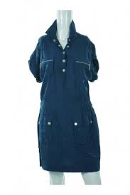 Kensie Womens Blue Button Up Short Sleeved Dress Size M