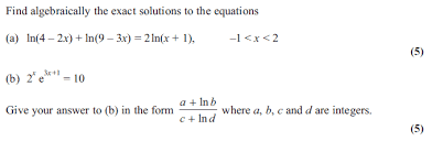 Exam Questions Natural Log Functions