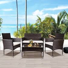 Create an inviting dining experience for family and friends, with one of our outdoor patio dining sets. Patio Furniture Sets Wicker Patio Furniture With Two Single Sofa One Loveseat Tempered Glass Table Weather Resistant Outdoor Couch Durable Chat Set For Por Backyard Patio Furniture Wicker Sofa Outdoor Wicker