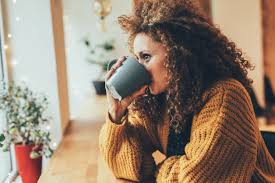 home weight loss woman drinking coffee