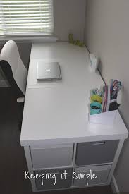 This ikea hack using kallax shelves is perfect if you need a large computer desk or craft table but don't want to spend hundreds of dollars! Ikea Hack Diy Computer Desk With Kallax Shelves Keeping It Simple