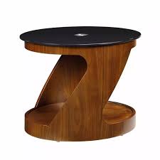 Modern Curved Oval Lamp Table Walnut