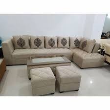 3 5 feet beige l shape sofa set