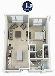 Modern One Bedroom 3d Floor Plans