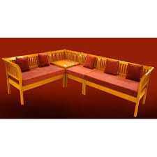 solid wood l shape wooden sofa rs