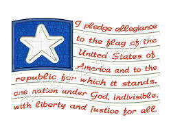 Pledge Of Allegiance Flag Applique Machine Embroidery Design