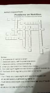 nutrition crossword puzzle answer