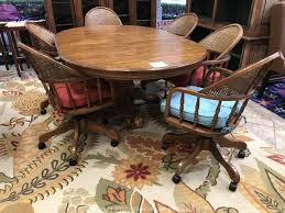 Share the post kitchen table with rolling chairs. Gleaton S Metro Atlanta Auction Company Estate Sale Business Marketplace Auction Estate Sale Marketplace Item Dining Table With Rolling Chairs