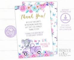 Thank you note message for baby shower gifts. Elephant Baby Shower Thank You Cards Drive By Baby Shower Editable Quarantine Shower Baby Shower Parade Drive Through Instant Download By Printerfairy Catch My Party