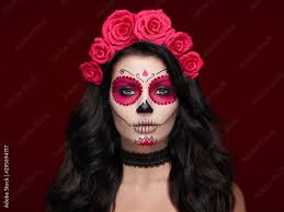 portrait of a woman with sugar skull