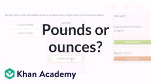 Choose Pounds Or Ounces To Measure Weight 4th Grade Khan Academy